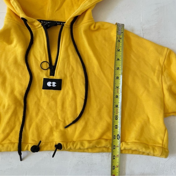 Lazy Oaf Yellow Cropped Hoodie Size SM - Picture 6 of 9